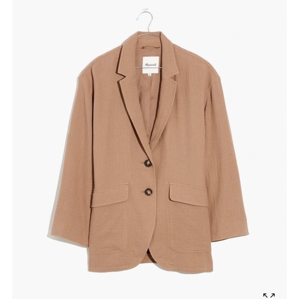 Madewell Cotton Linen Relaxed Larsen Blazer Small‎ Faded Earth Pink Tan Brown